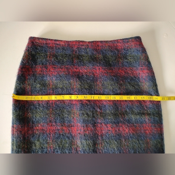 Talbots Wool Alpaca Blend Classic Pencil Skirt Tartan Navy Blue Colorful Sz 10 - Picture 12 of 14
